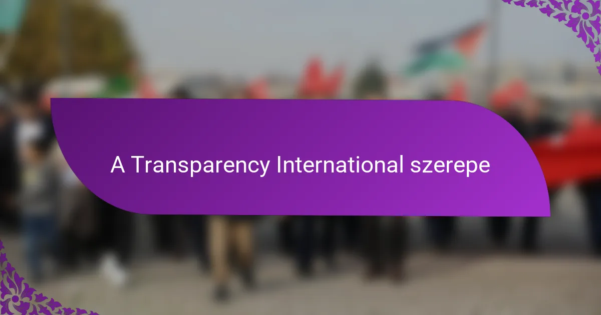 A Transparency International szerepe