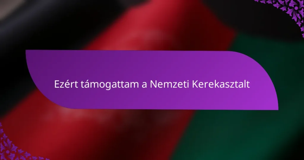 Ezért támogattam a Nemzeti Kerekasztalt