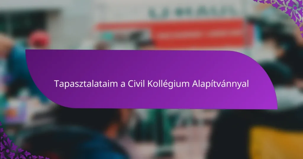 Tapasztalataim a Civil Kollégium Alapítvánnyal