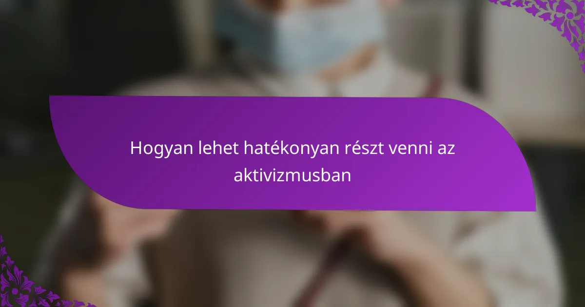 Hogyan lehet hatékonyan részt venni az aktivizmusban
