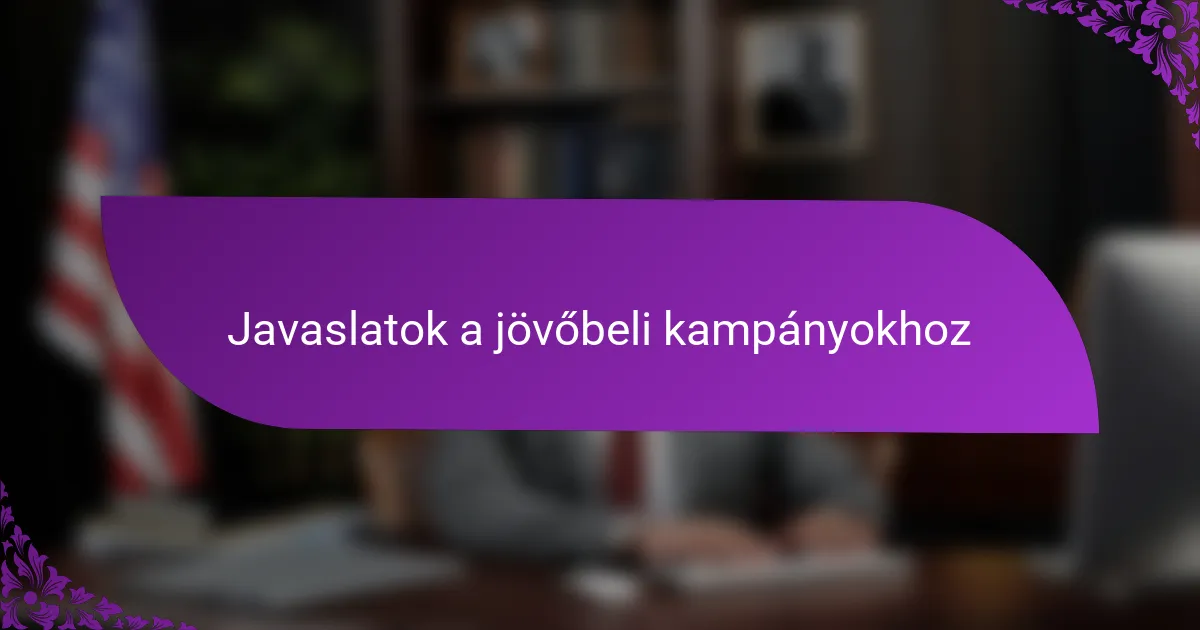 Javaslatok a jövőbeli kampányokhoz