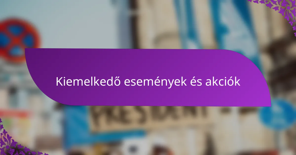 Kiemelkedő események és akciók