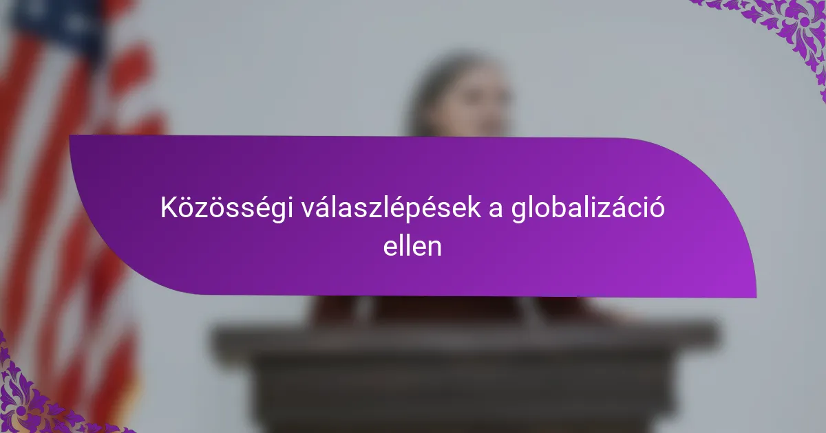 Közösségi válaszlépések a globalizáció ellen