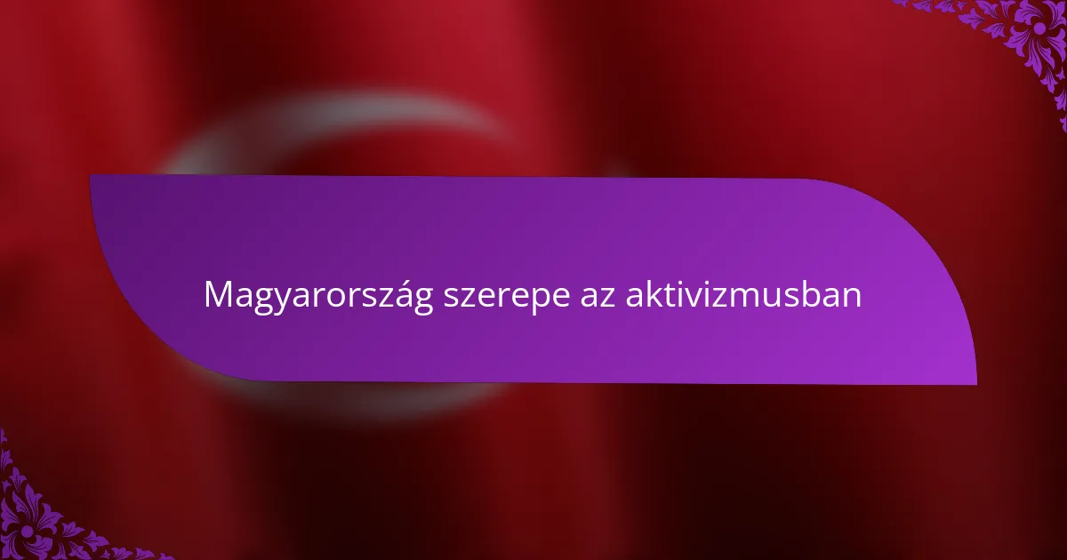 Magyarország szerepe az aktivizmusban
