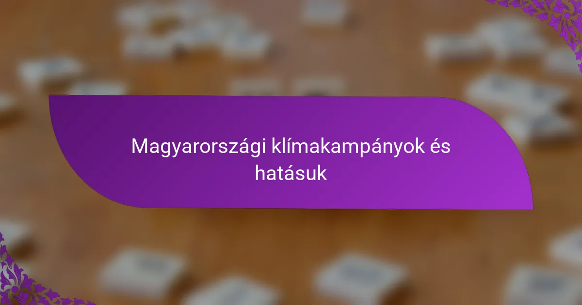 Magyarországi klímakampányok és hatásuk