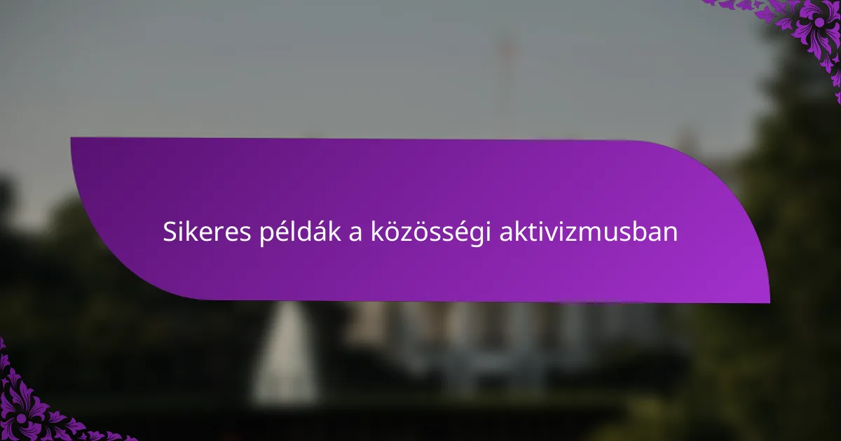 Sikeres példák a közösségi aktivizmusban