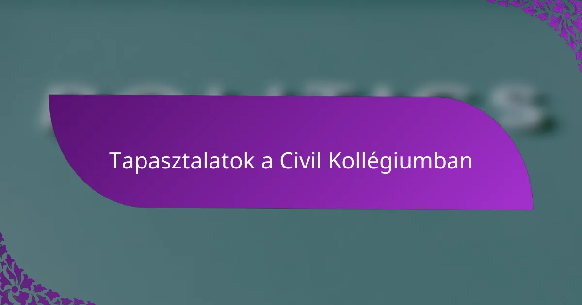 Tapasztalatok a Civil Kollégiumban